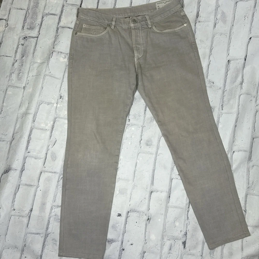 Brunello Cucinelli Men's Dyed Denim 5-Pocket Jeans Tapered Leg Button Fly Slim